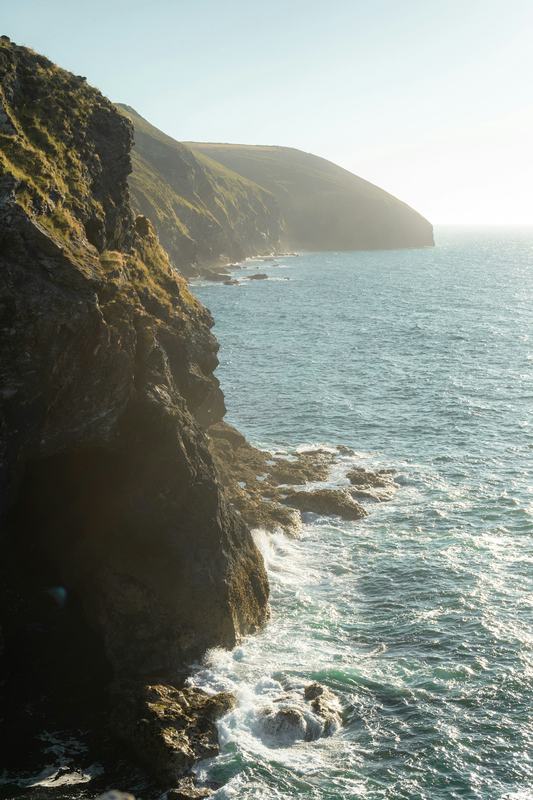 Cornish cliffs in soft light, with the Atlantic below
